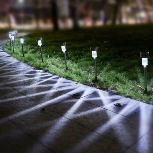 Stainless Steel Outdoor Garden Solar LED Light Yard Path Lamp 10 Pieces
