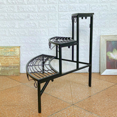 Outdoor 3 Tier Flower Pot Plant Stand Garden Metal Corner Shelves