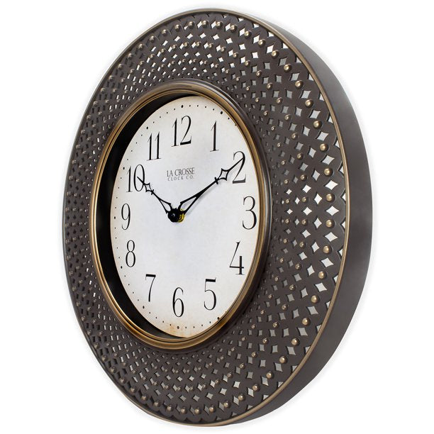 Antiqued Brown Lattice Quartz Analog Wall Clock in16 Inches