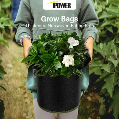 Grow Bags Thickened Nonwoven Fabric Pots Container with Strap 5 Gallon 5 Packs