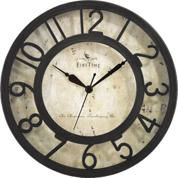 Bronze Raised Number Wall Clock Traditional Analog 8x2x8 Inches