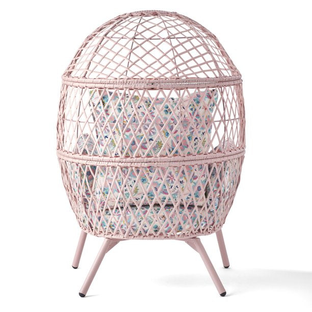 Chair Kid Wicker Stationary Egg Ventura Outdoor in Pink