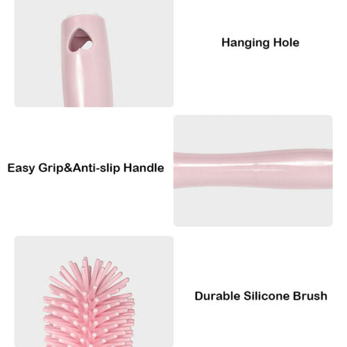 Silicone Baby Bottle Nipple Straw Cleaning Brush 360 Degree Set 3 Pieces