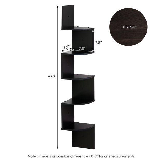 Corner Shelf 5 Tier Wall Mount Floating Radial