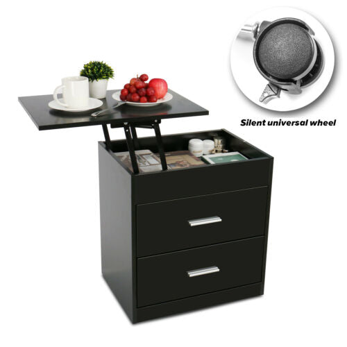 Bedroom Nightstand Side End Table with Drawers in Black