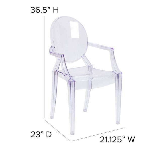 Chair with Arms in Transparent Crystal