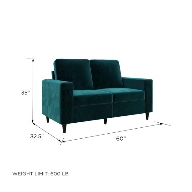 Cooper Loveseat, Green Velvet