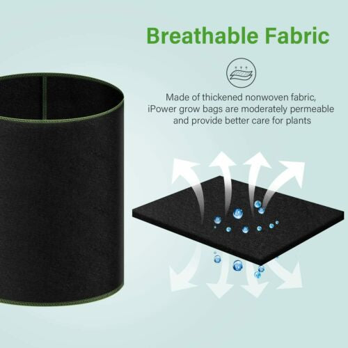 Grow Bags Thickened Nonwoven Fabric Pots Container with Strap 5 Gallon 5 Packs