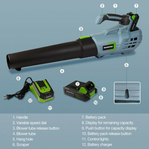 Cordless Handheld Battery Powered Leaf Blower Garden Cleaning Tools 20V