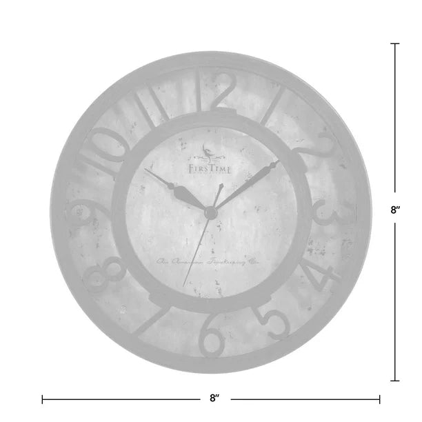 Bronze Raised Number Wall Clock Traditional Analog 8x2x8 Inches