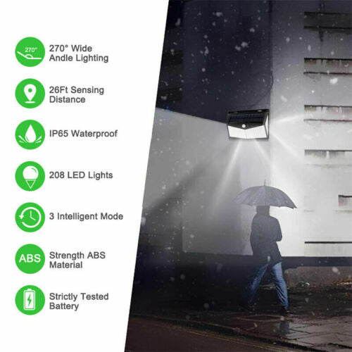 Garden Wall Waterproof Solar Power Light With Motion Sensor 208 LED