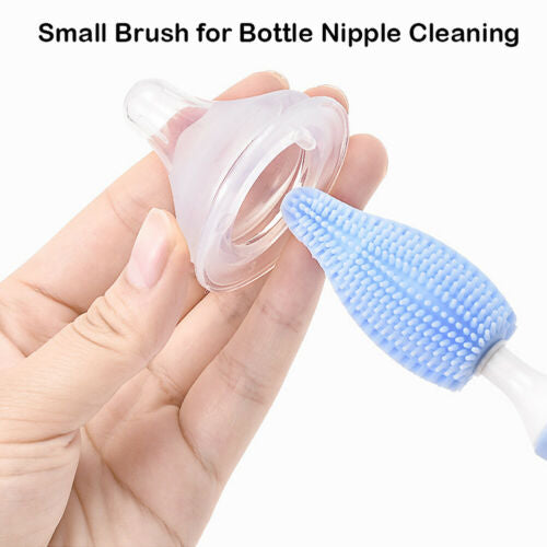 Silicone Baby Bottle Nipple Straw Cleaning Brush 360 Degree Set 3 Pieces