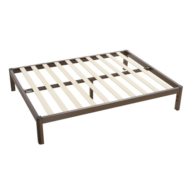 Bed Frame Wood Slat Bronze Metal Platform Queen