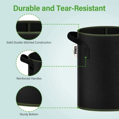 Grow Bags Thickened Nonwoven Fabric Pots Container with Strap 5 Gallon 5 Packs