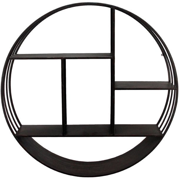 Round Metal Wall Shelf in Dark Gray