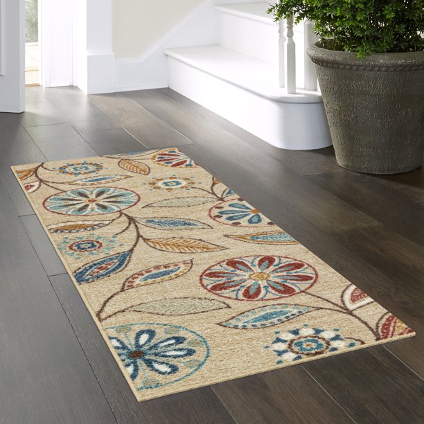 Runner Rug in Beige Multi Floral 1ft 8in x 5ft