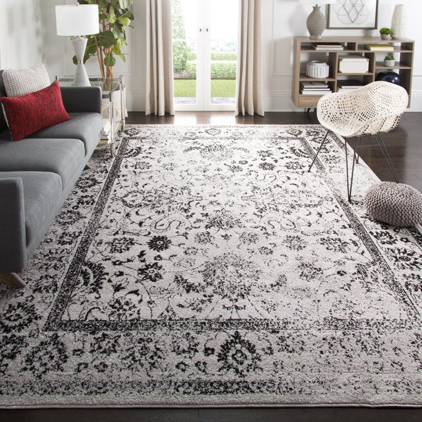 Dakota Distressed Vintage Rug 2ft 6in x 16ft in Grey Black