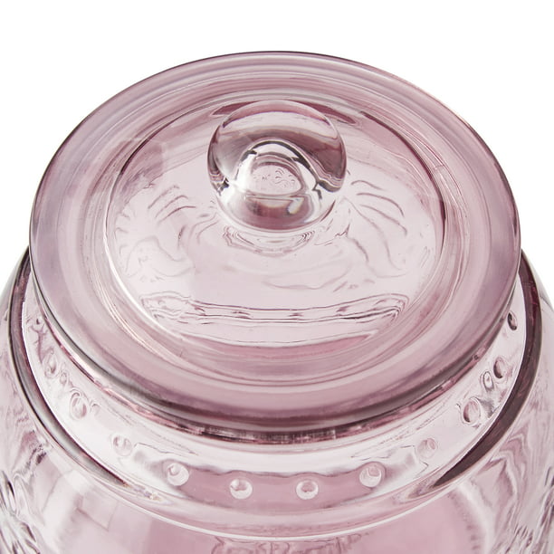 Cassie Glass Canister Rose 3 Pc Set