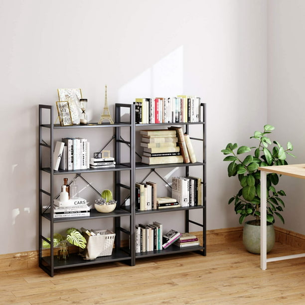 Shelf Ladder Bookshelf 4 Tier in Black