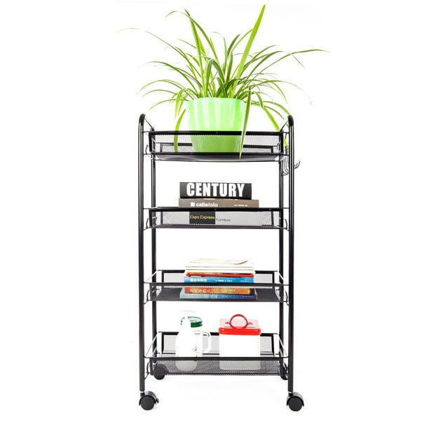 Shelving Rack Kitchen Wire Shelf 4 Tier in Black