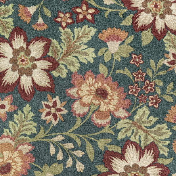 Area Rug in Floral Teal 1ft 8in x2ft 10in