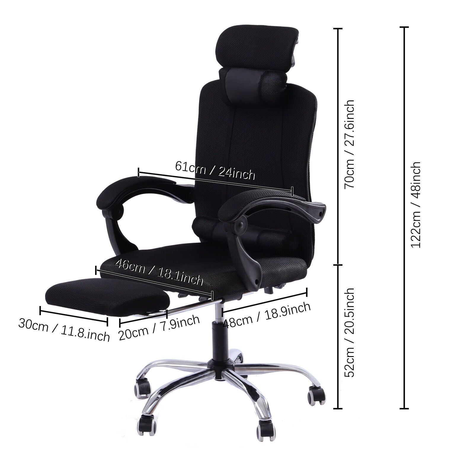 Chair Ergonomic Study Desk in Black
