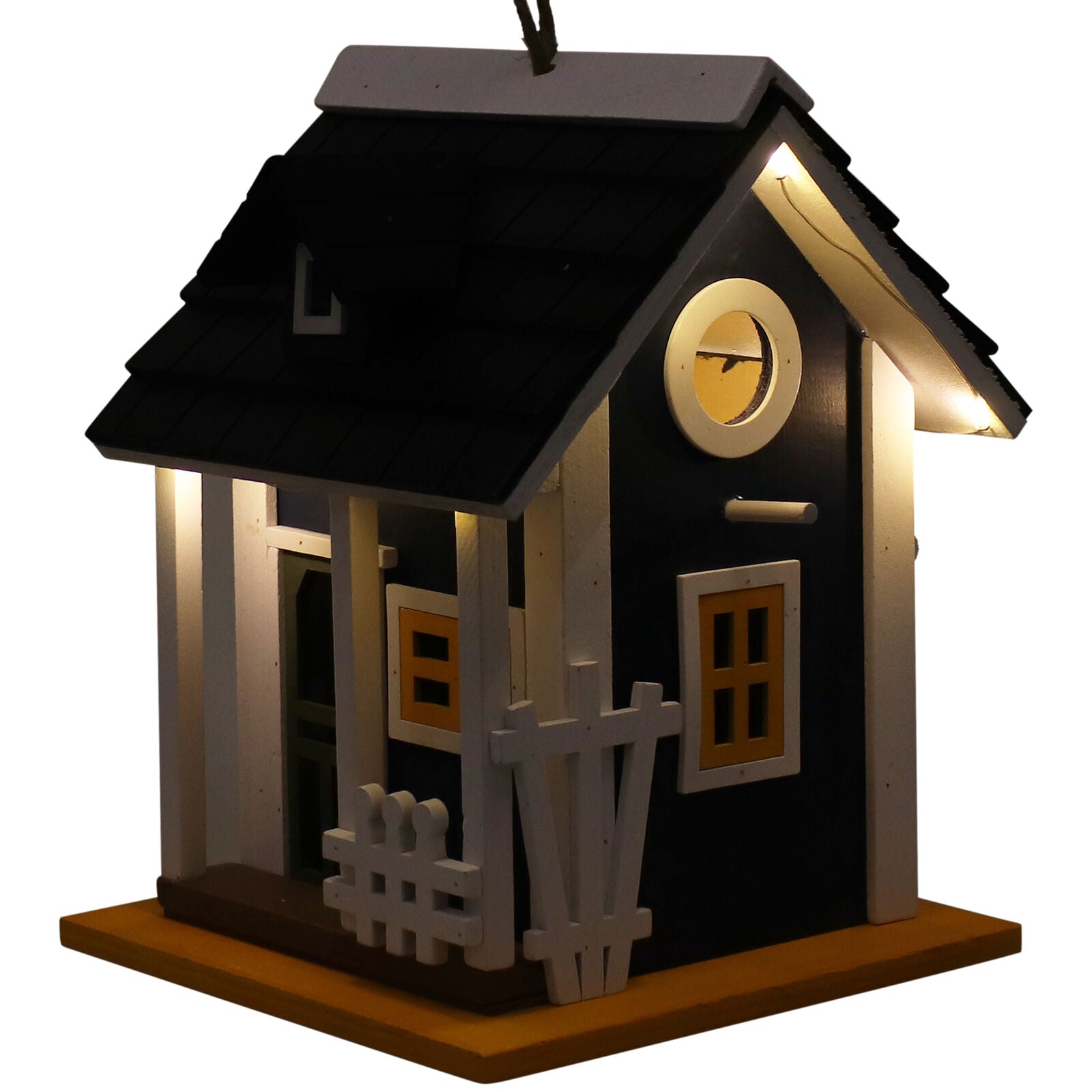 Birdhouse with Solar LED Light in Blue
