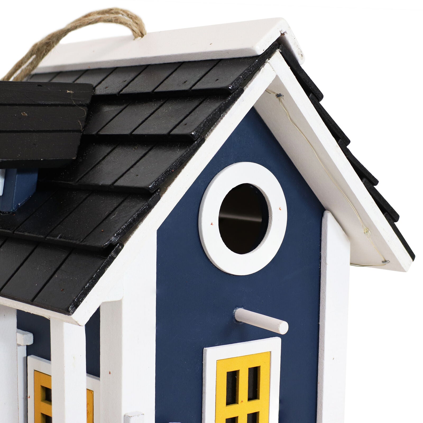 Birdhouse with Solar LED Light in Blue