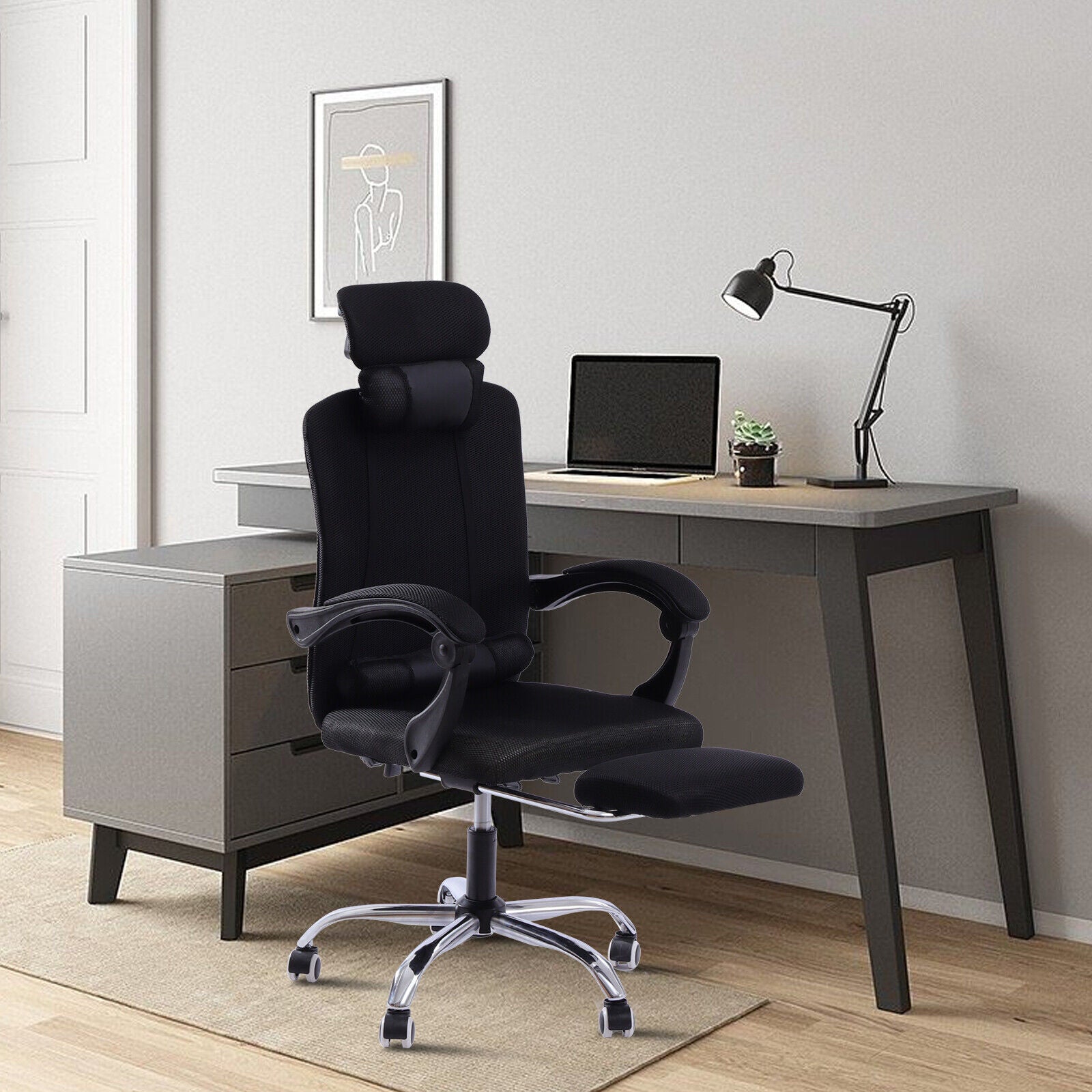 Chair Ergonomic Study Desk in Black