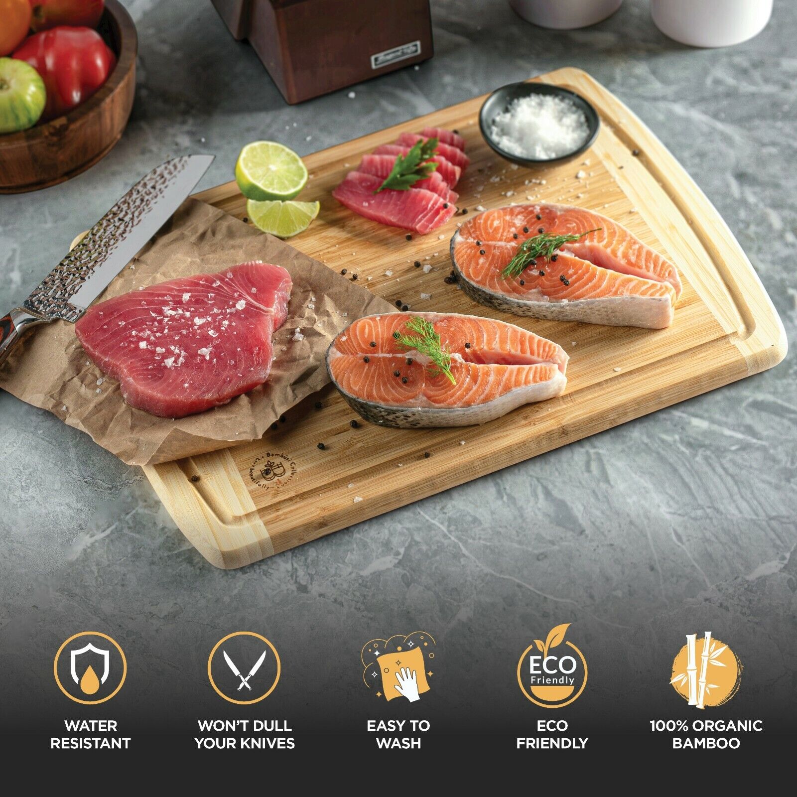 Cutting Board with Drip Grooves