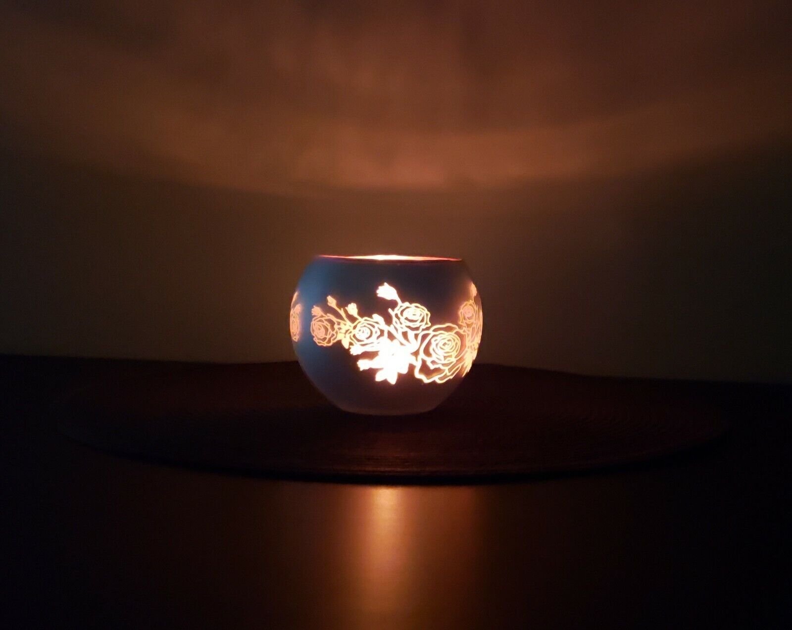 Candle lamp in Rose Theme Glass