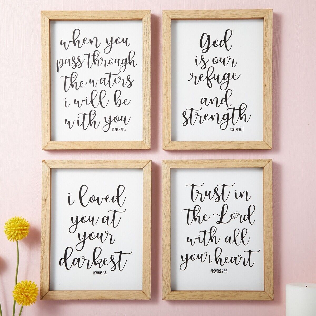 Christian Wall Decor with Bible Verses for Home 4 Pieces Set