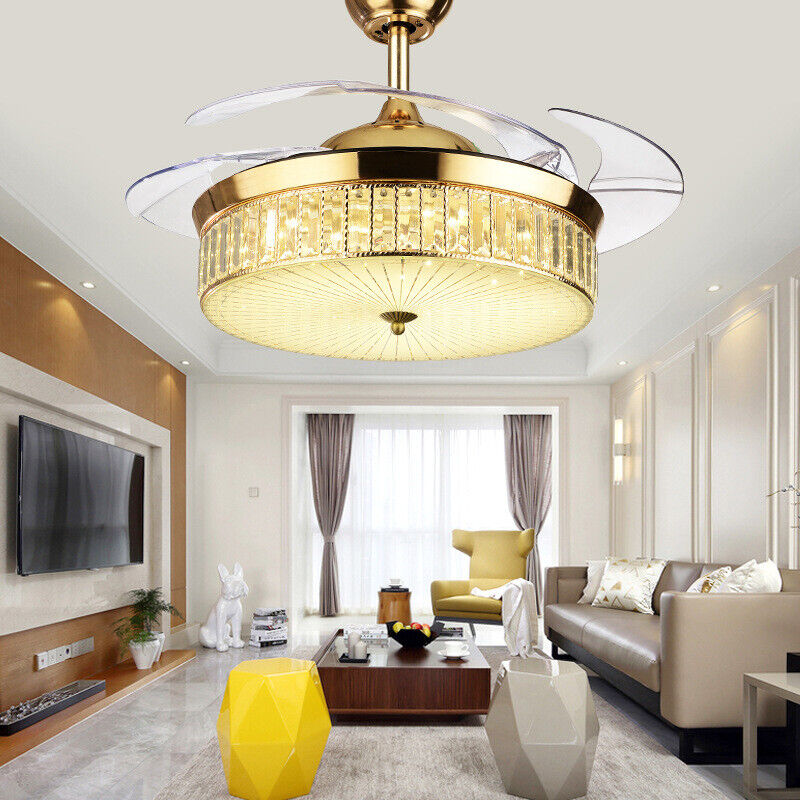 Crystal LED Chandelier Invisible Ceiling Fan