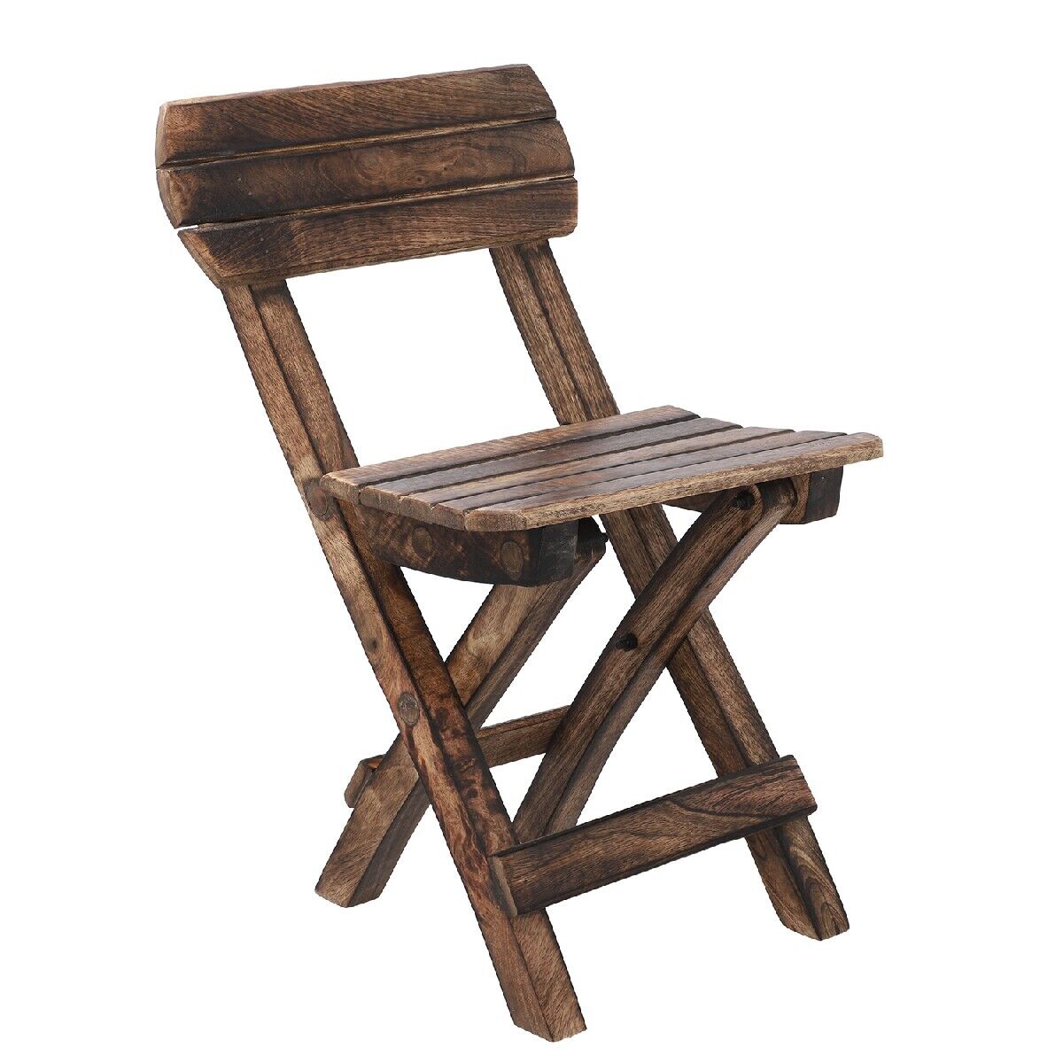 Garden Wooden Chair Handcrafted Foldable Brown Set 2