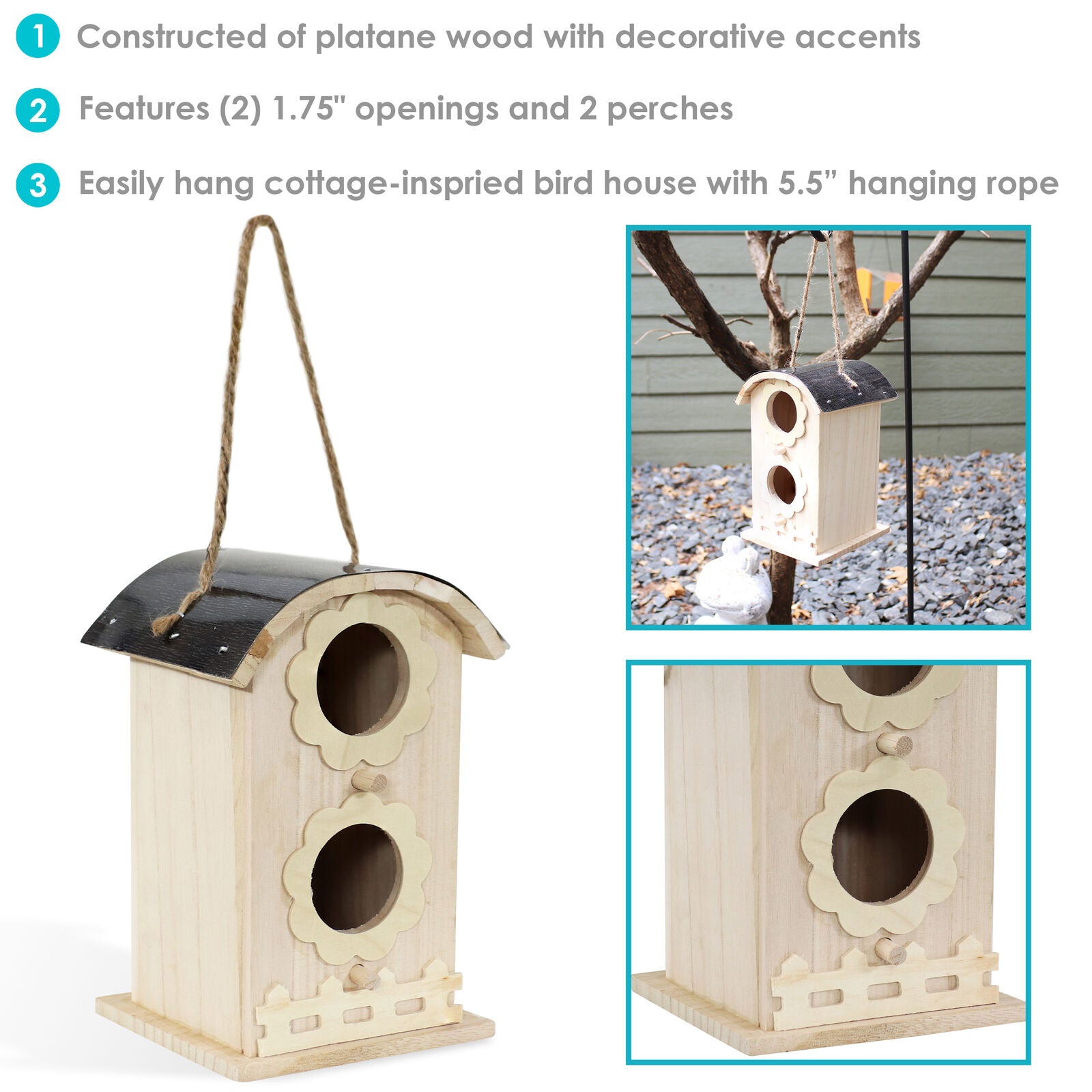 Birdhouse Hanging in 7 Inches Brown