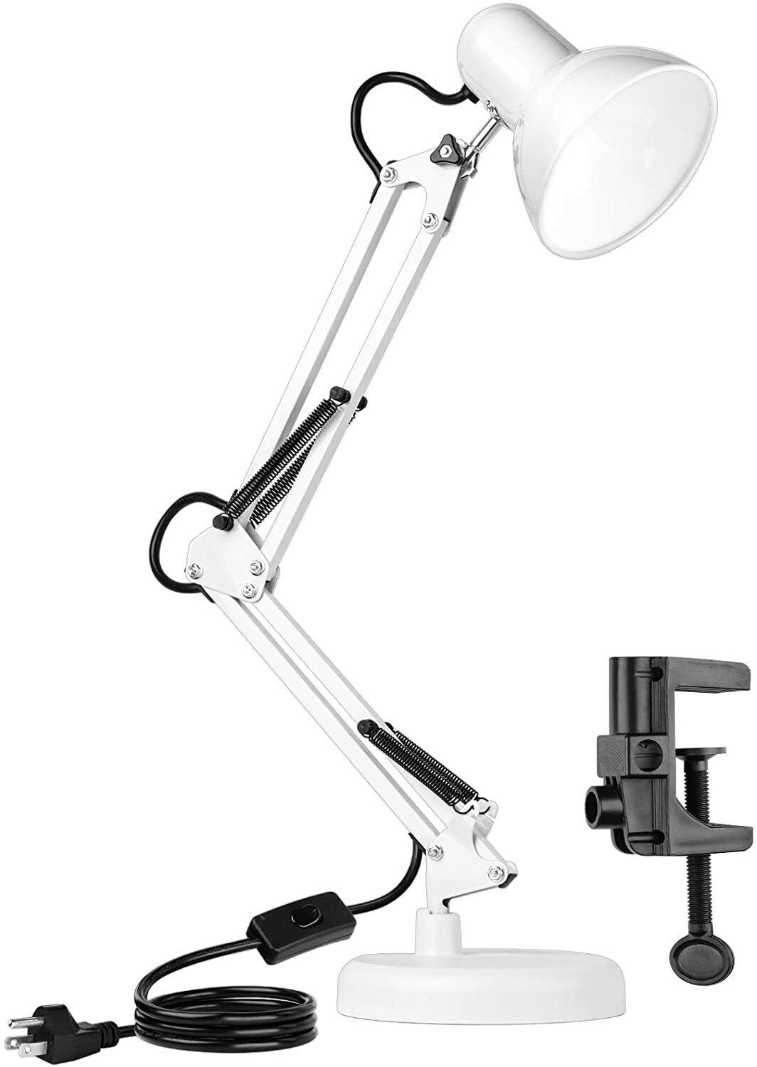 Desk Lamp with Interchangeable Base And Clamp White