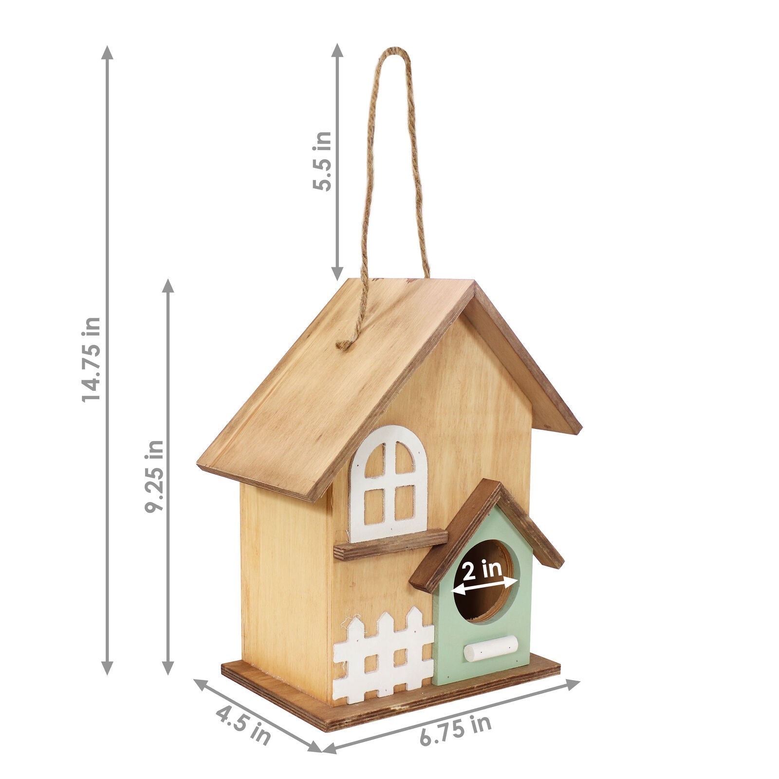 Birdhouse Hanging in 9.25 Inches Brown