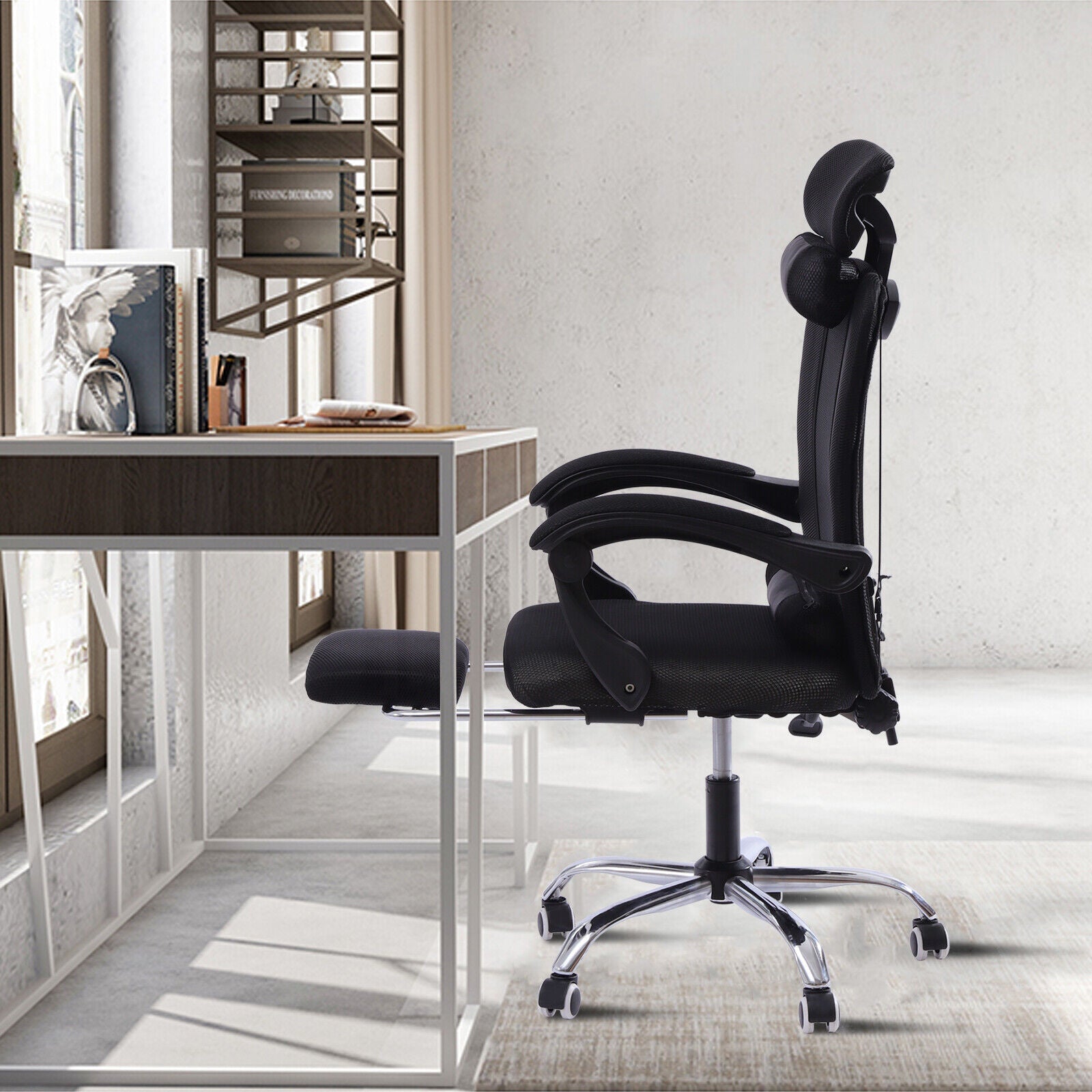 Chair Ergonomic Study Desk in Black