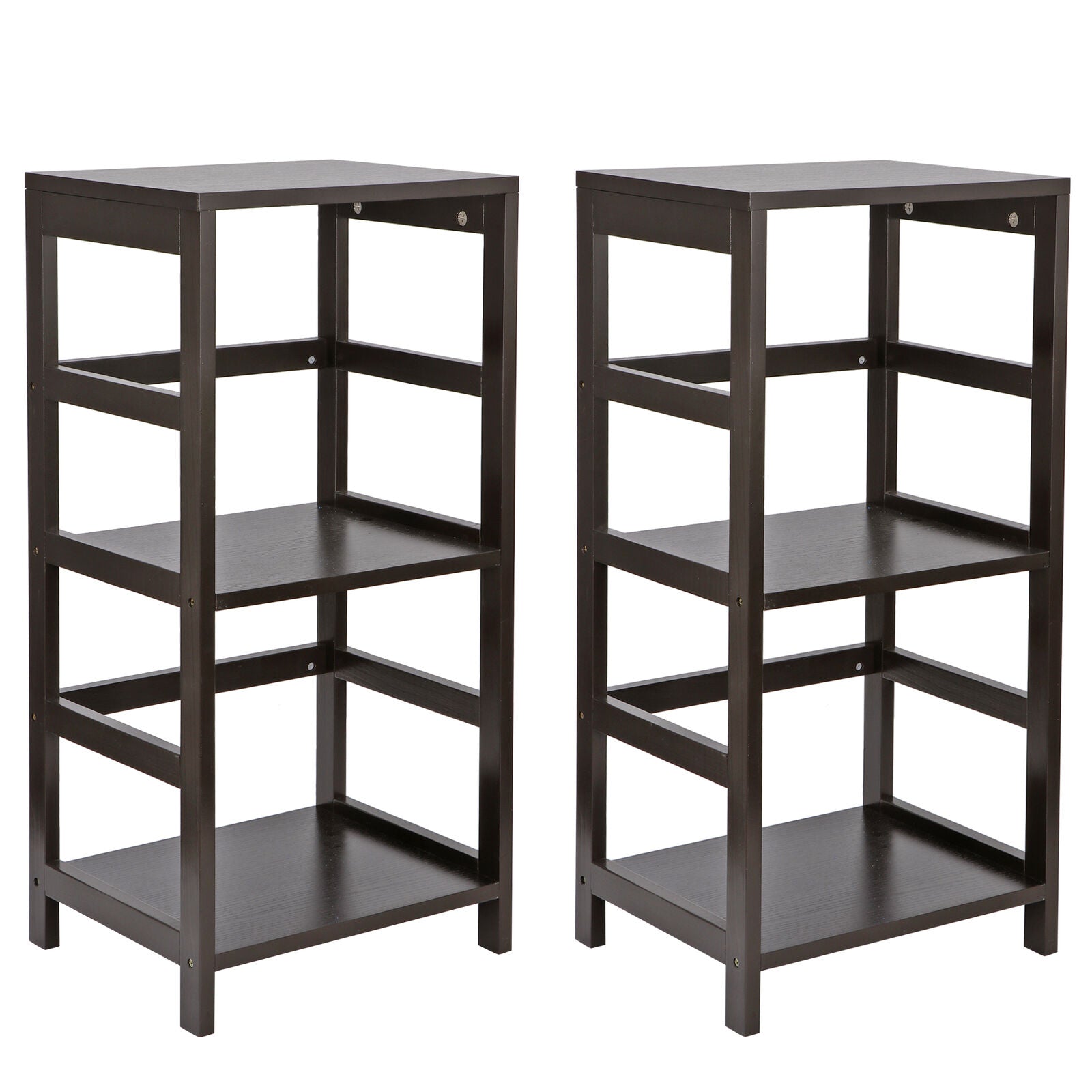 Bookcase Bookshelf 2 Shelf Open Storage Organizer Display Stand Dark 2X Wood