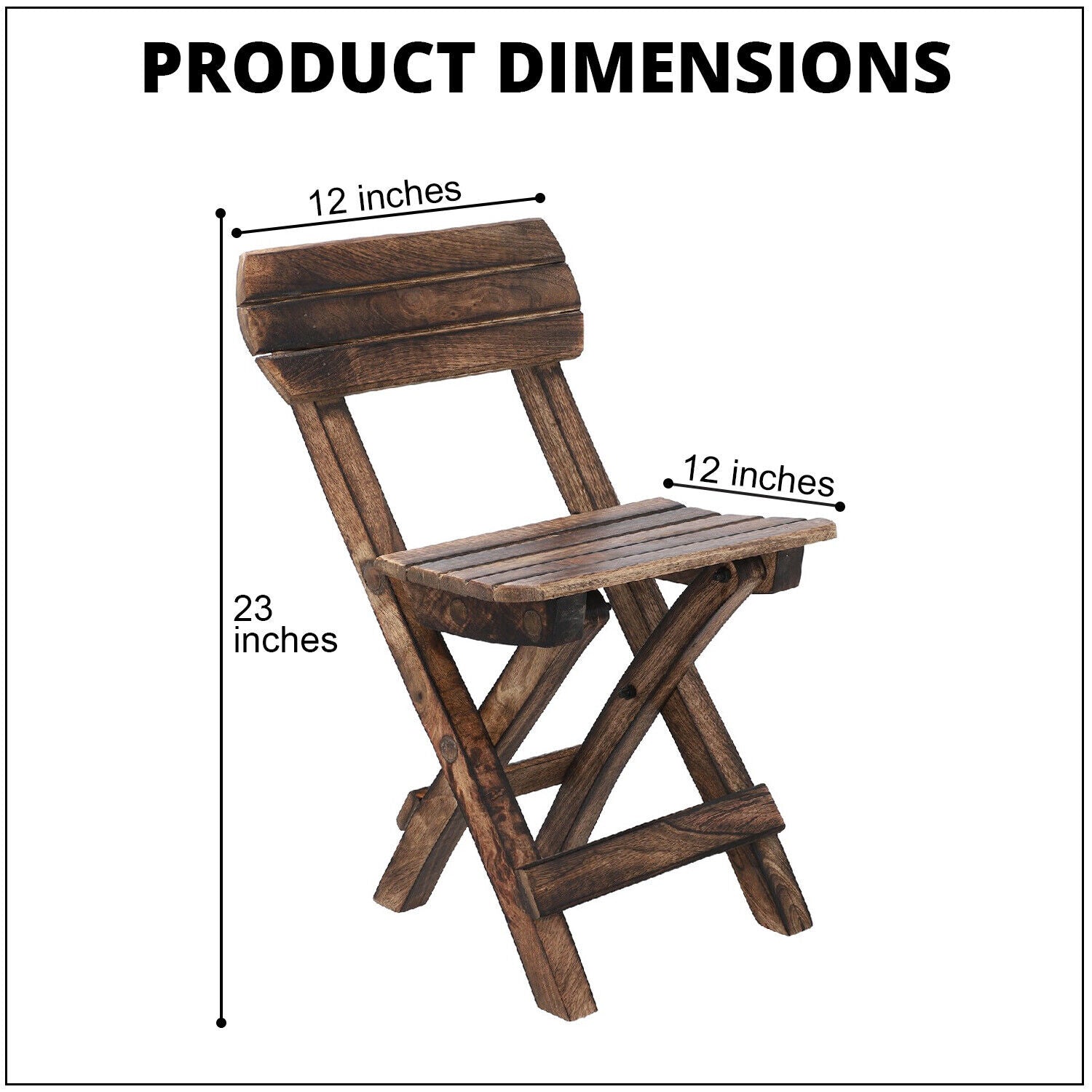 Garden Wooden Chair Handcrafted Foldable Brown Set 2