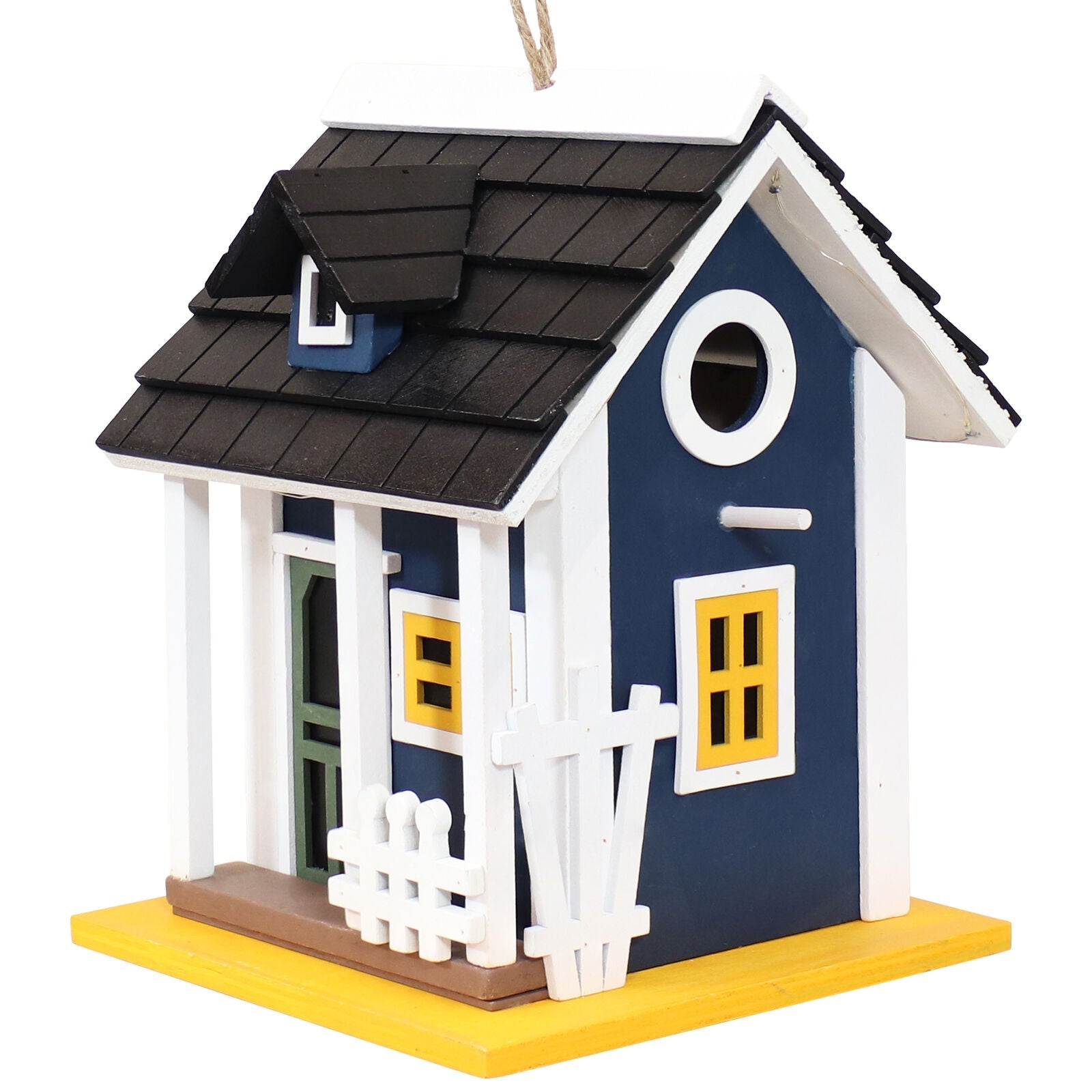 Birdhouse with Solar LED Light in Blue