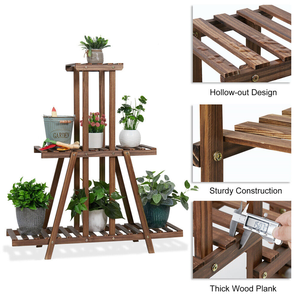 Plant Stand 3 tier Patio Flower Pot Holder Wood
