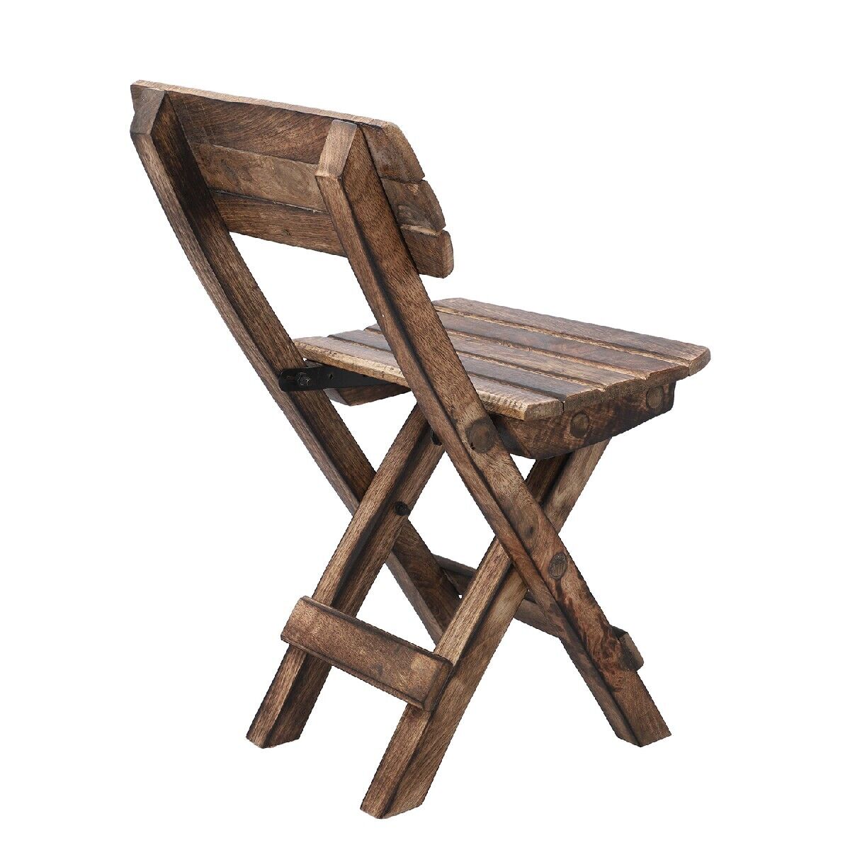 Garden Wooden Chair Handcrafted Foldable Brown Set 2