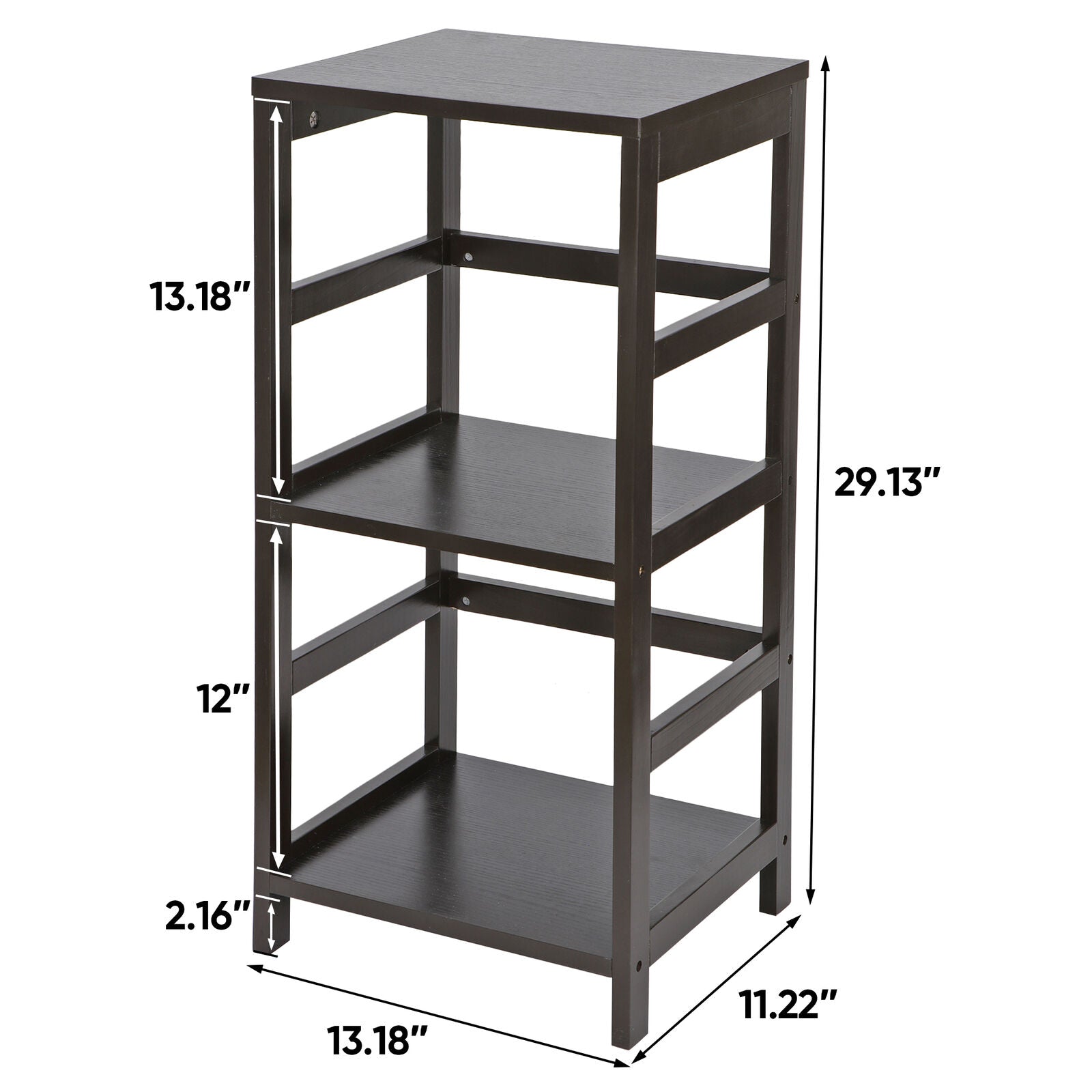 Bookcase Bookshelf 2 Shelf Open Storage Organizer Display Stand Dark 2X Wood