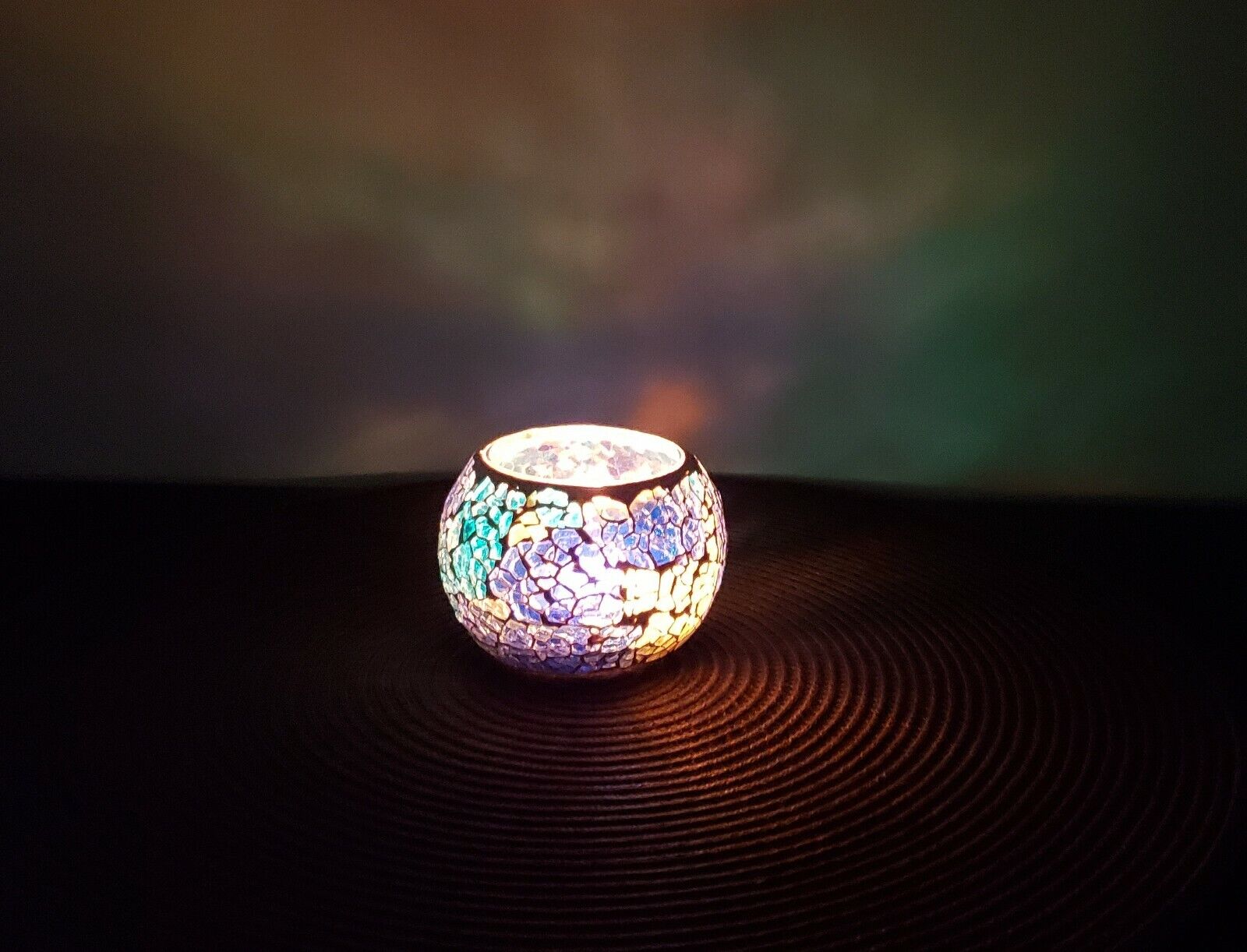 Canldle lamp holder in Blue mosaic