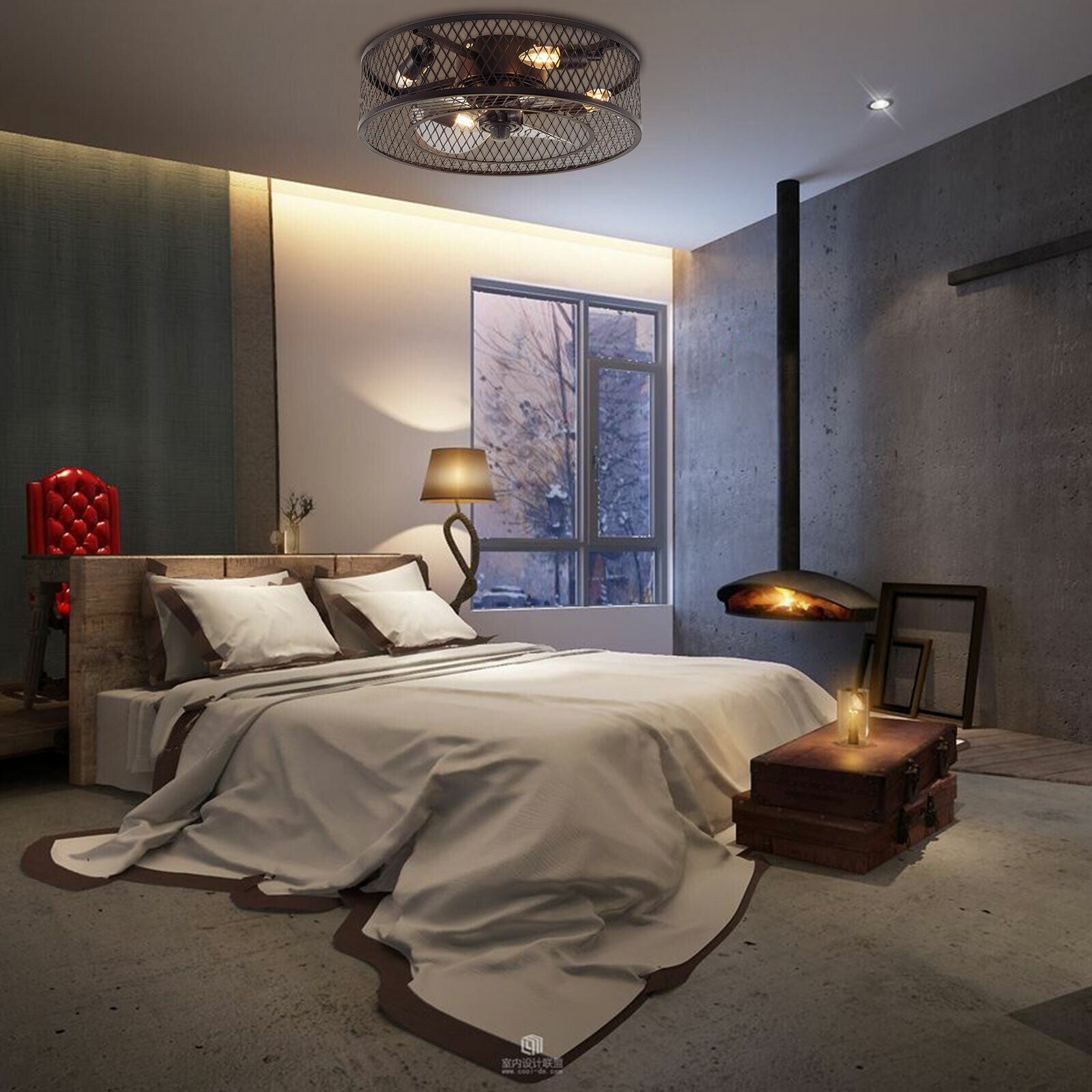 Cage Ceiling Fan Lights with 3 Speed