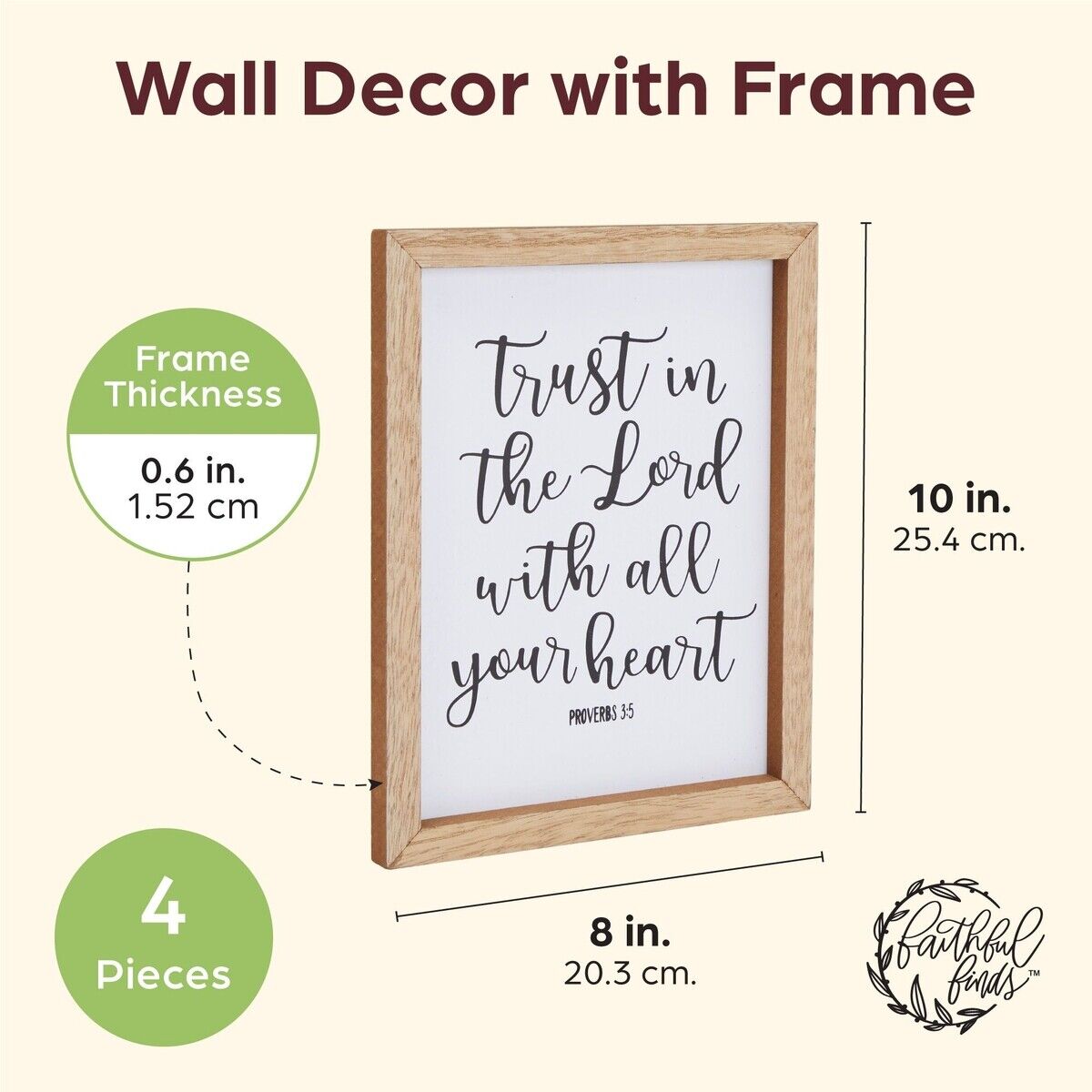 Christian Wall Decor with Bible Verses for Home 4 Pieces Set