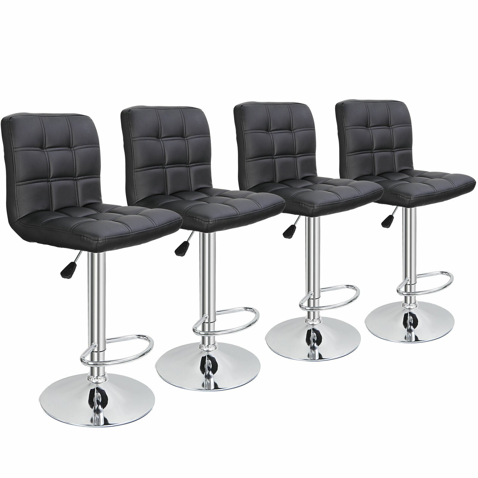 Adjustable Bar Stools Chair in PU Leather Set of 4