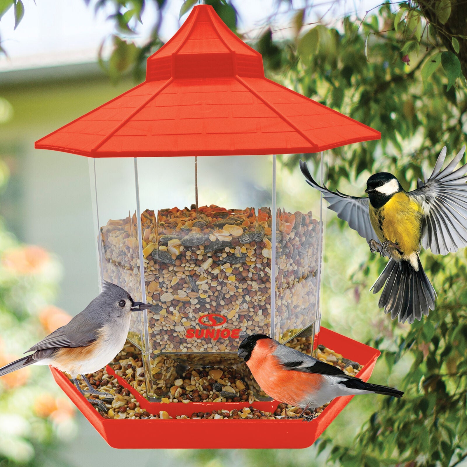 Bird Hanging Feeder In Red