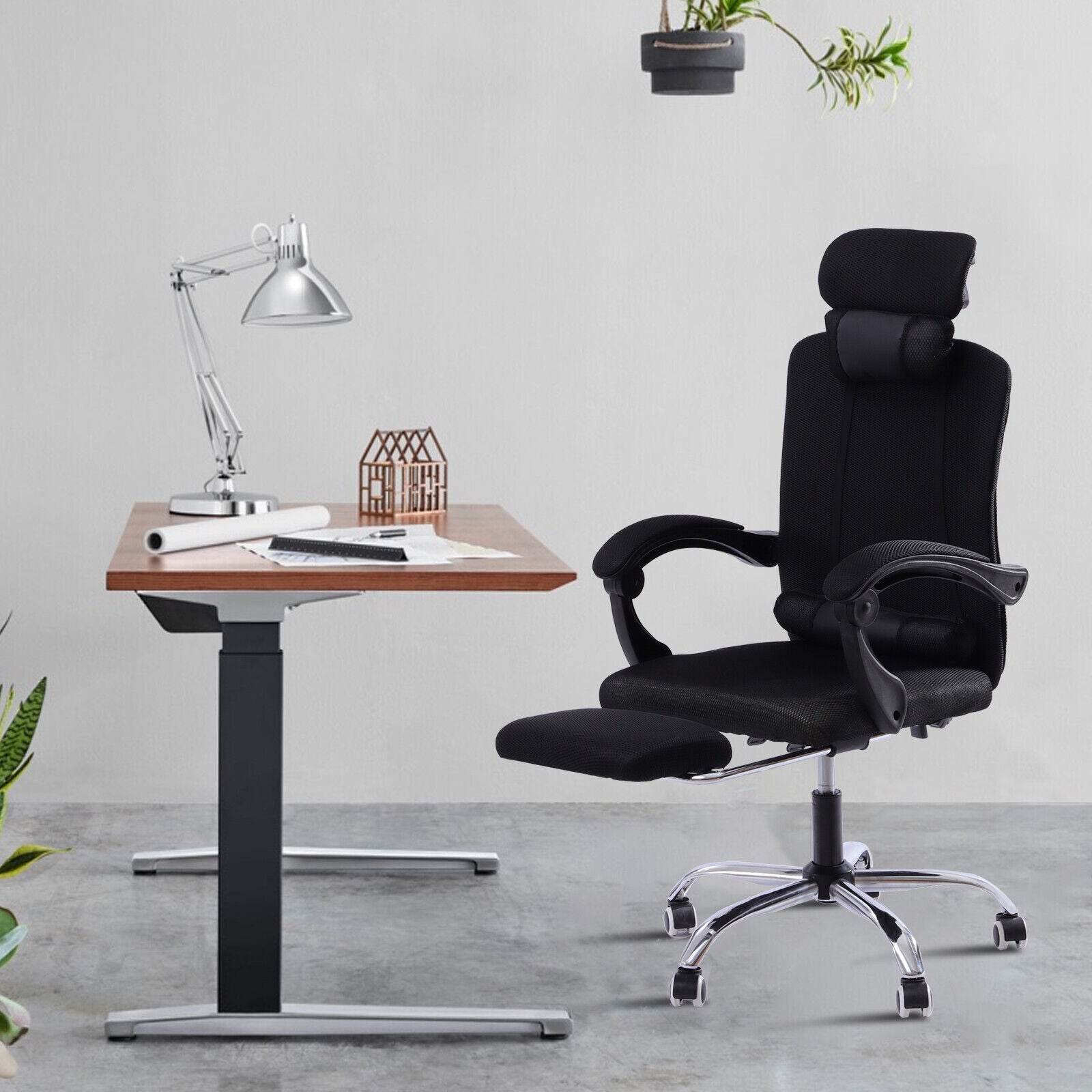 Chair Ergonomic Study Desk in Black